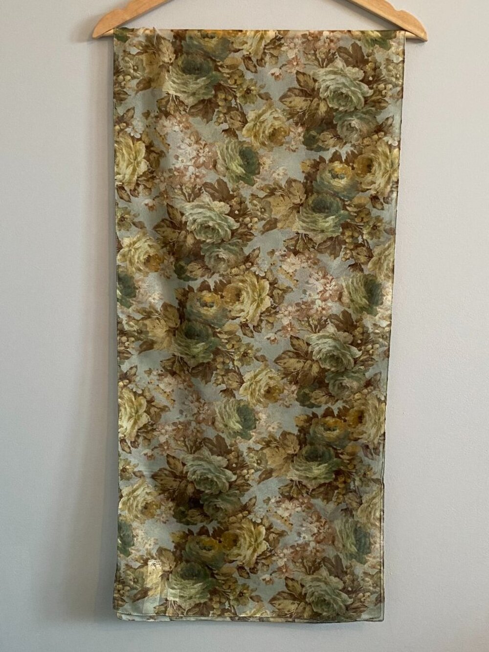 Vintage Made in Italy Oldstock Sheer Scarf Cabbage Rose Print Cottagecore Pastel